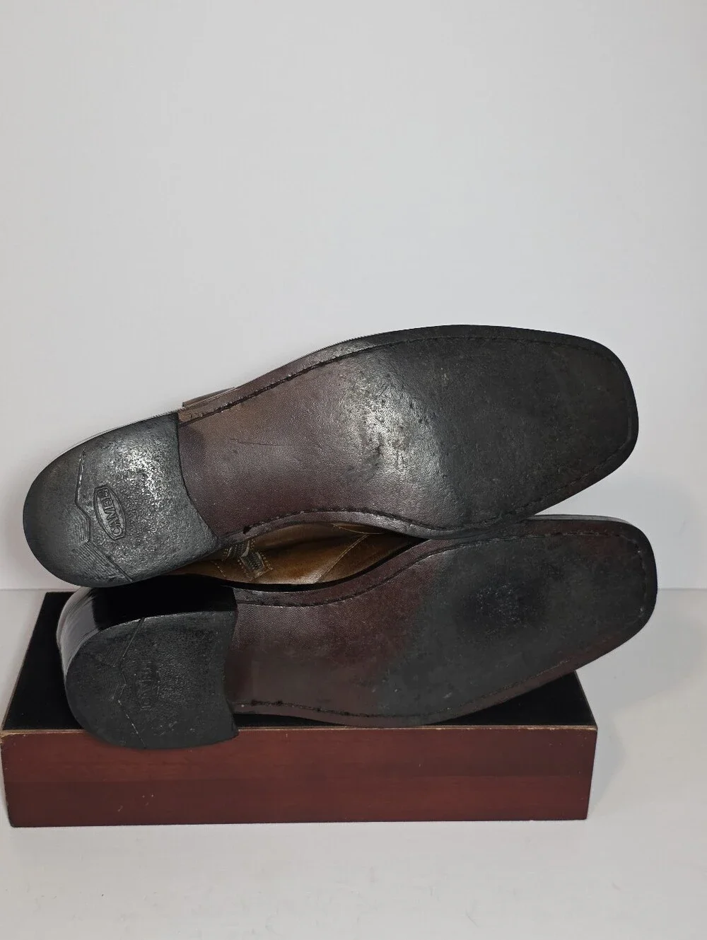 Vintage 70s Mens UN Shoes Brown Leather Zip Harness Boots Square Toe Size 8-8.5